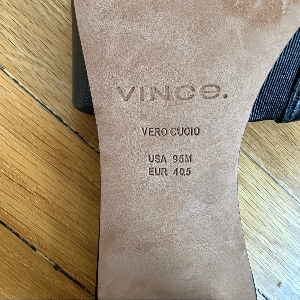 Vince Black Genuine Leather Block Heel Square Toe Mules NWT 9.5 - Picture 5 of 7